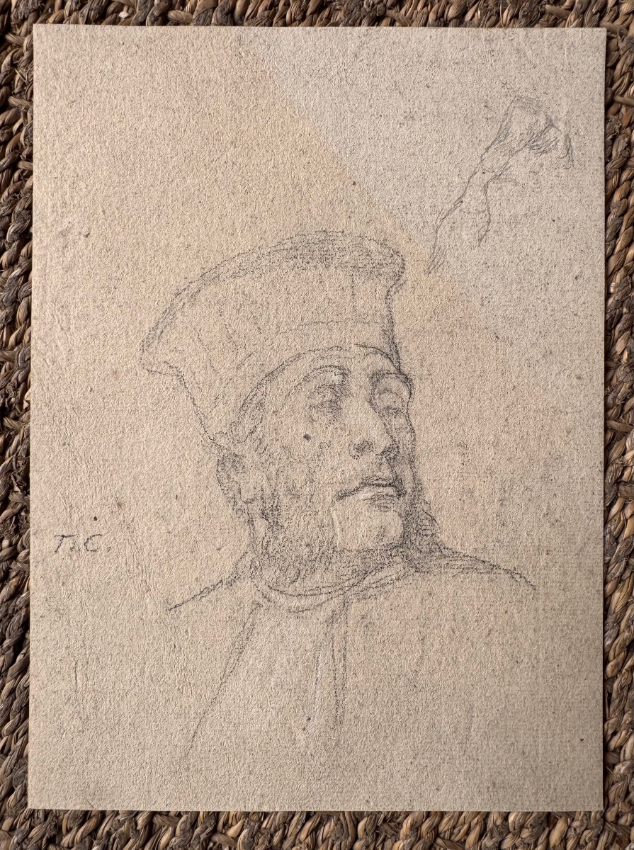 Thomas Couture (1815–1879), Portrait Of A Magistrate, Old Drawing -photo-2
