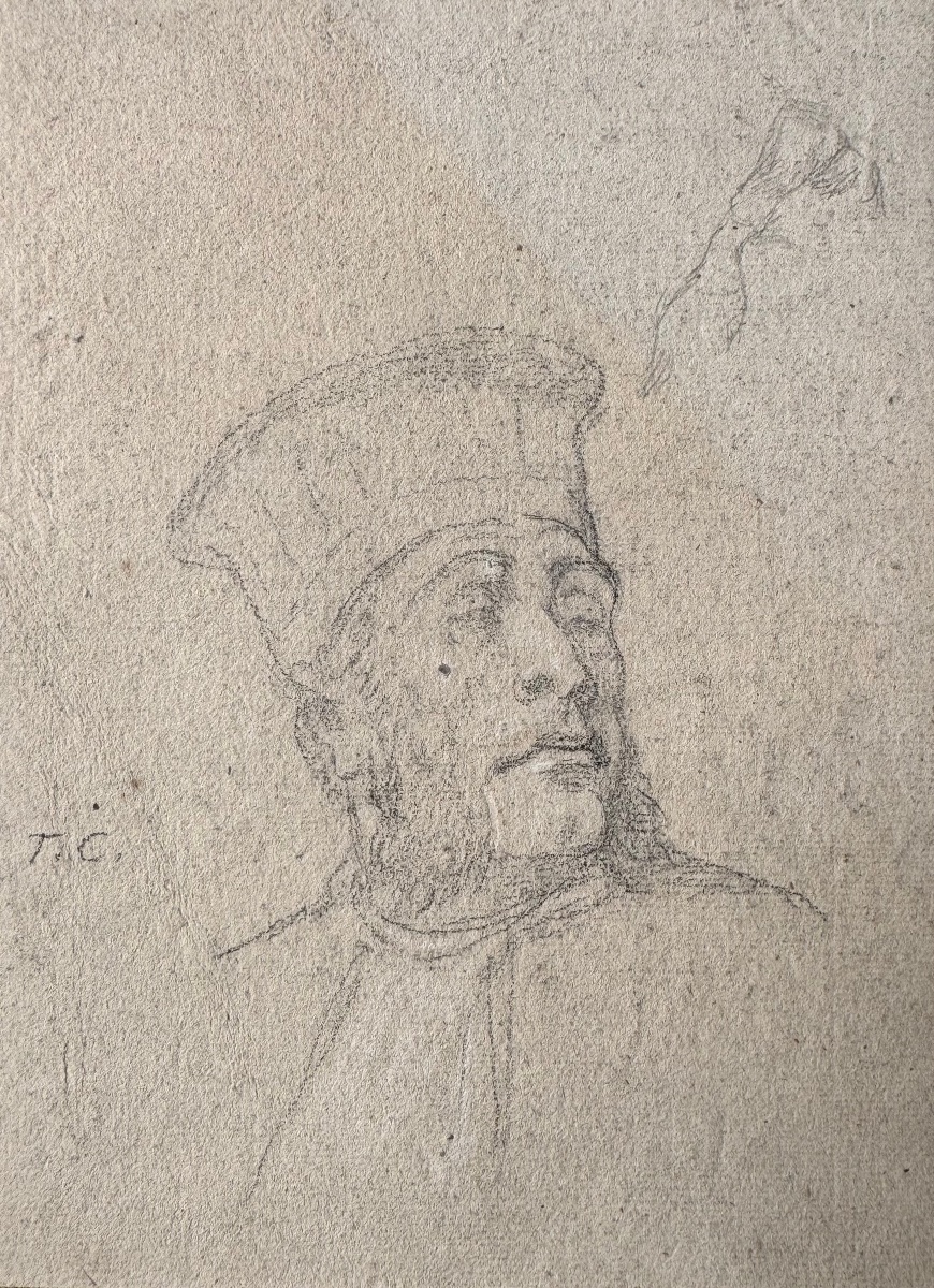 Thomas Couture (1815–1879), Portrait Of A Magistrate, Old Drawing 