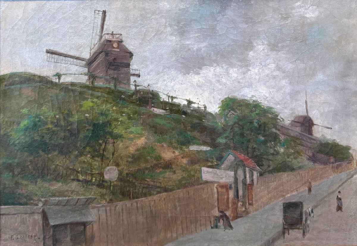 Frédéric Grasset (1848–1911) Montmartre, Ca. 1870, Antique Painting-photo-2
