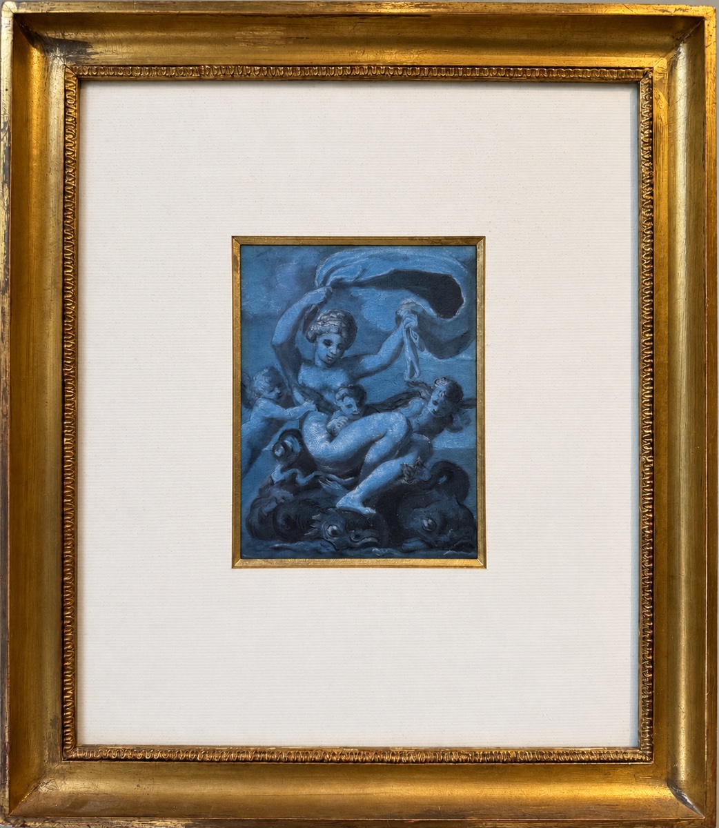 École française fin XVIIIe siècle allégorie de la mer dessin ancien 