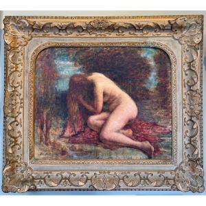 Léon Bellemont (1866–1961), *woman Bathing*, Oil On Canvas