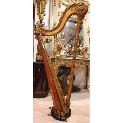 Harpe En Bois Sculpté Et Doré d'Epoque Louis XVI XVIII ème 