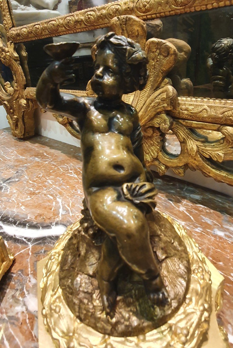 Pair Of Putti In Bronze After Clodion XIX-photo-1