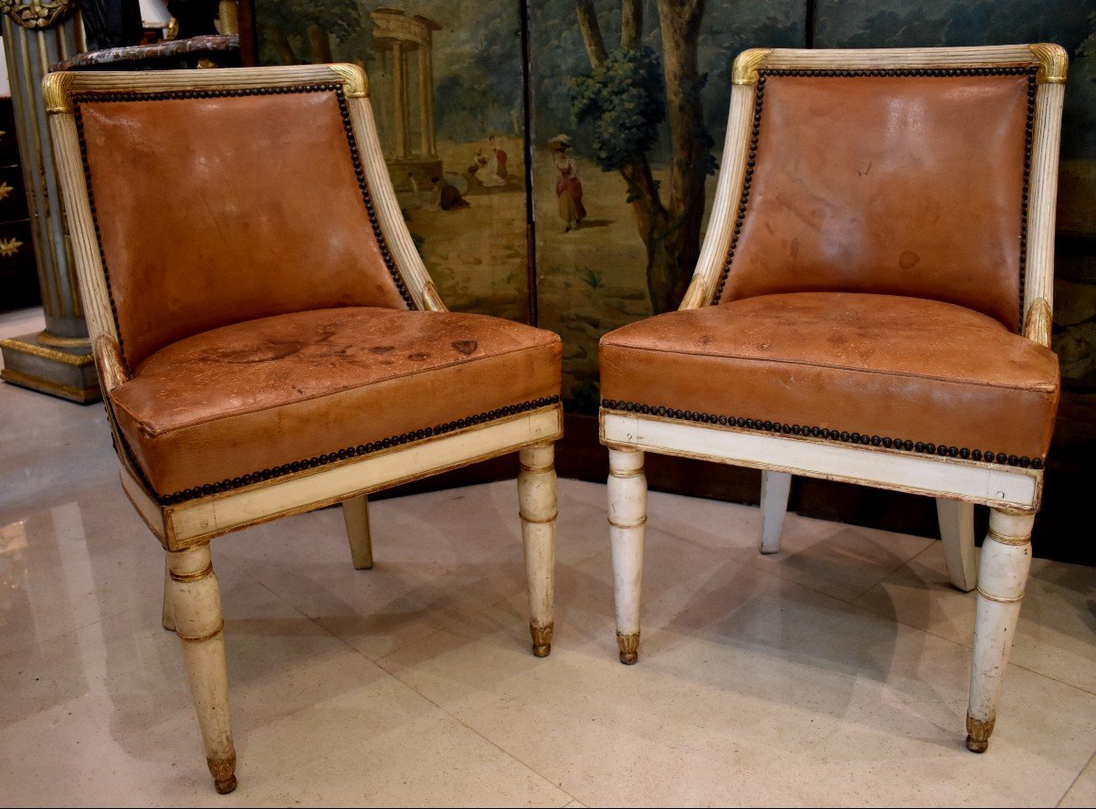 Pair Of "gondola" Chairs Stamped Jacob.drmeslee Empire Period