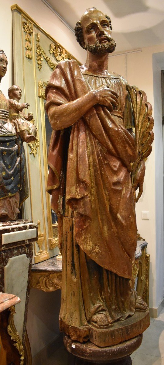 Importante Sculpture De "Saint Étienne" En Tilleul Début XVIII ème-photo-2