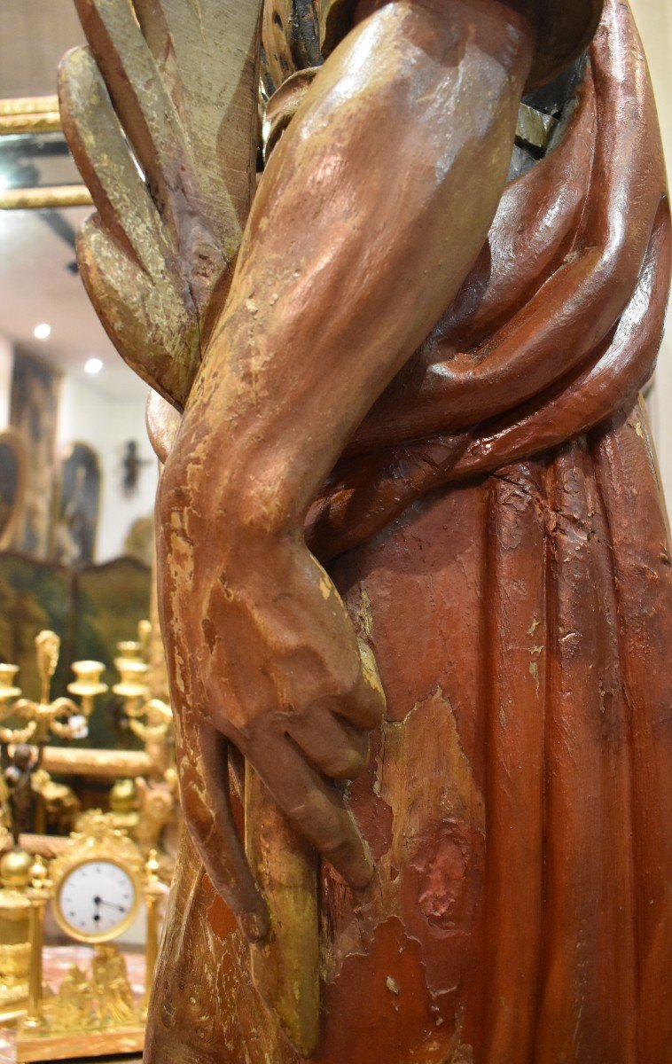 Importante Sculpture De "Saint Étienne" En Tilleul Début XVIII ème-photo-3