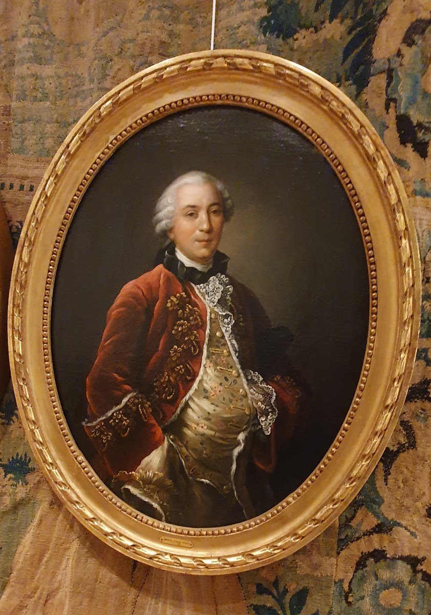 Paire De Portraits "Comte De Buffon Et Son Epouse" D'Aprés François-Hubert Drouais XVIII ème-photo-3