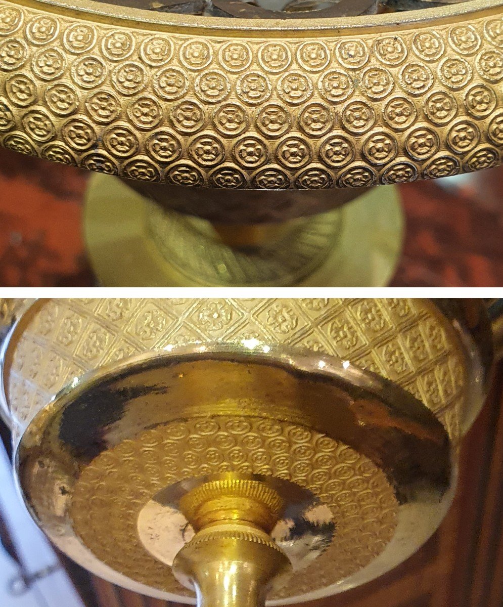  Paire De Grands Vases Corbeille En Bronze Doré Epoque Empire Début XIX ème-photo-4