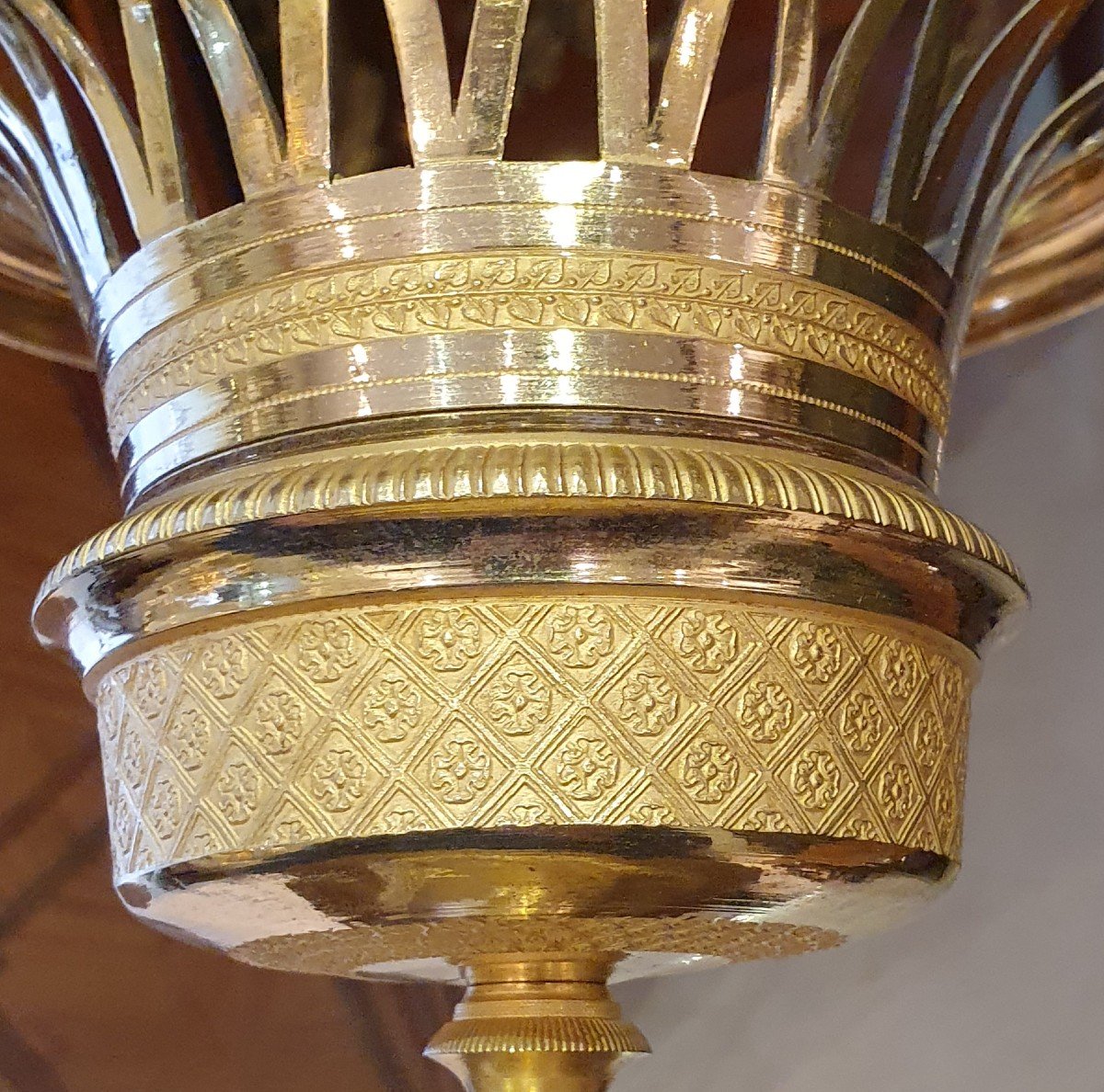  Paire De Grands Vases Corbeille En Bronze Doré Epoque Empire Début XIX ème-photo-5