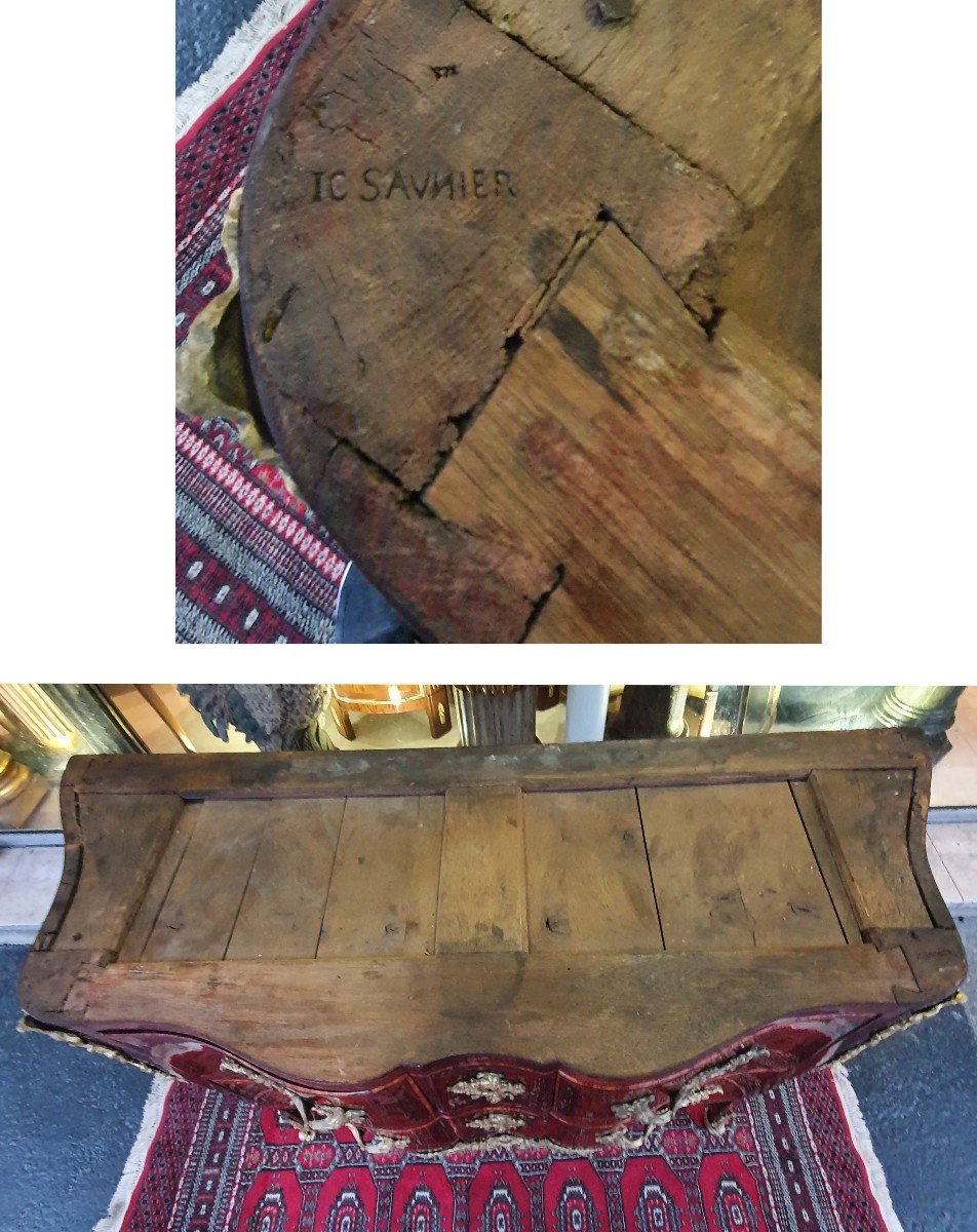 Commode "Arbalète" Estampillée I.C. SAUNIER Bronzes "C" Couronnés Epoque Louis  XV XVIII ème-photo-8