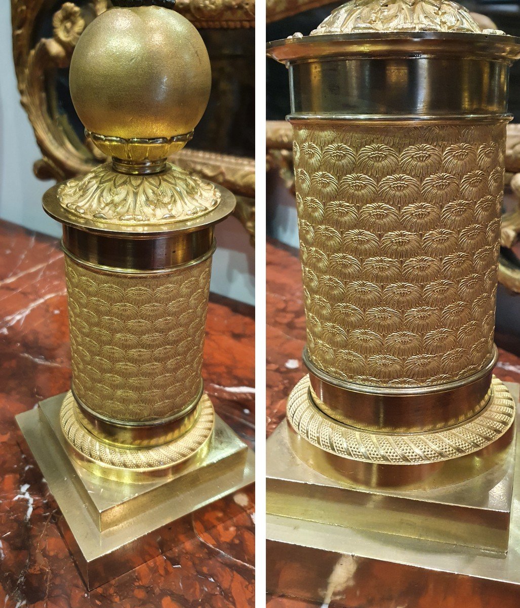 Pair Of Large Candelabra "aux Victoires Ailées" Signed Pierre Chibout Empire Period XIX-photo-2