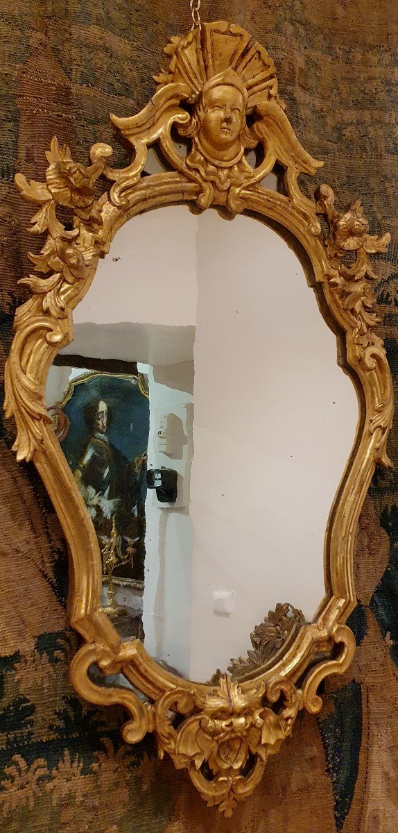 Mirror In Carved And Gilded Wood Italy End XVIII-photo-2