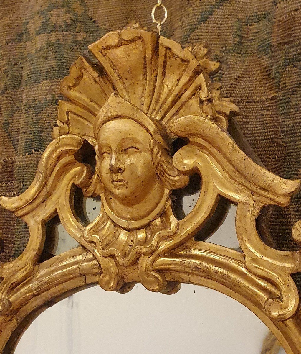 Mirror In Carved And Gilded Wood Italy End XVIII-photo-3