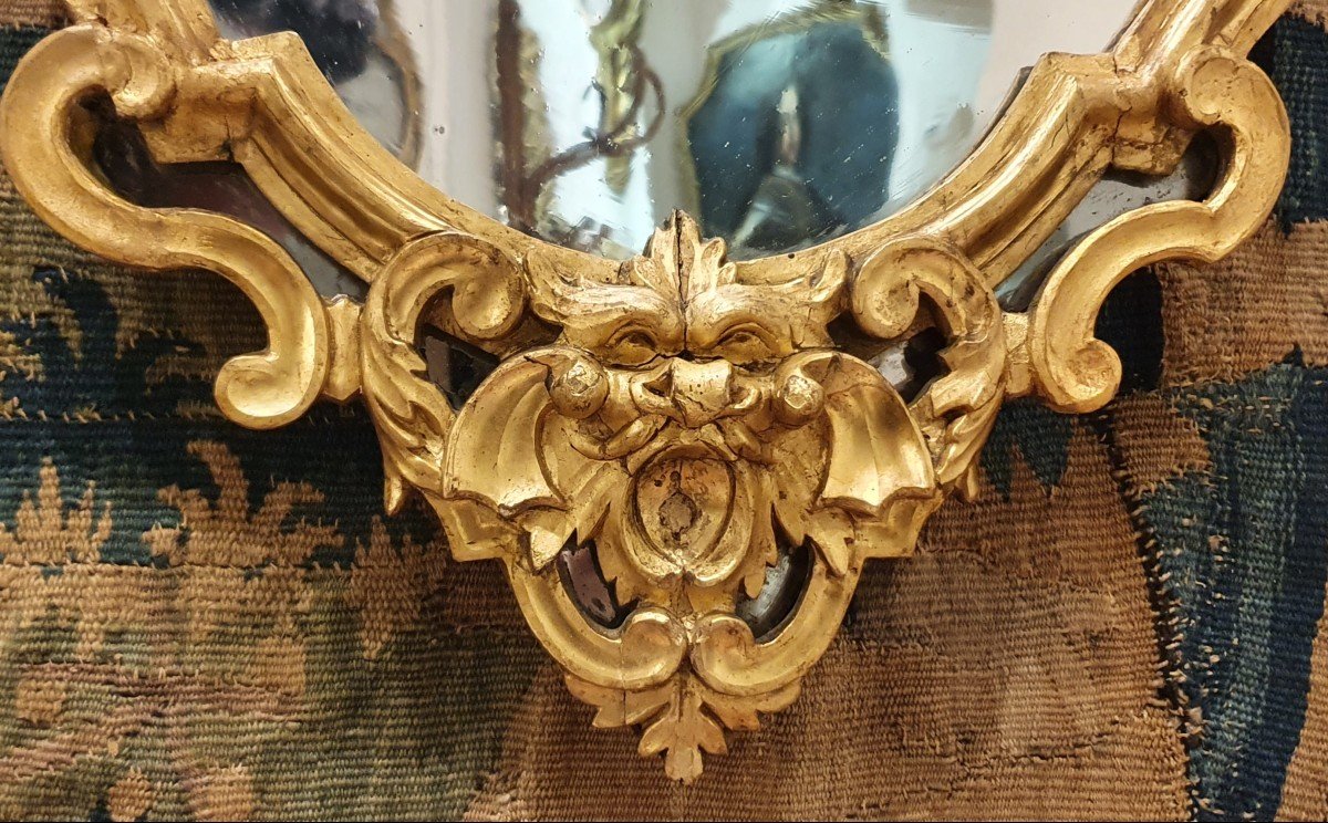 Mirror In Carved And Gilded Wood Italy End XVIII-photo-4