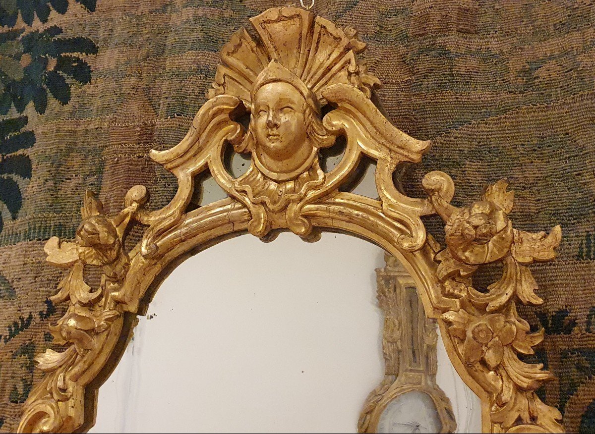 Mirror In Carved And Gilded Wood Italy End XVIII-photo-1