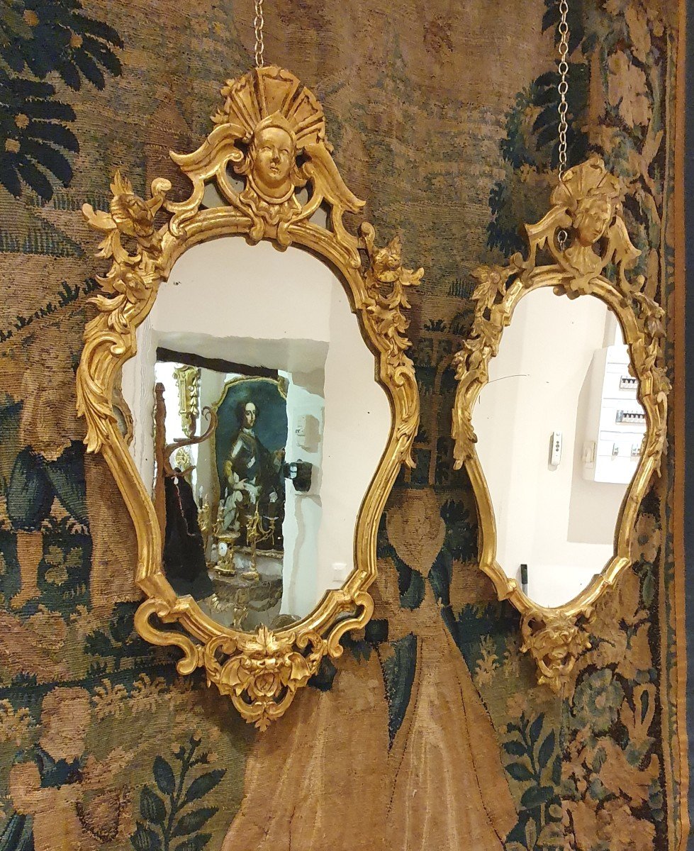 Mirror In Carved And Gilded Wood Italy End XVIII-photo-4