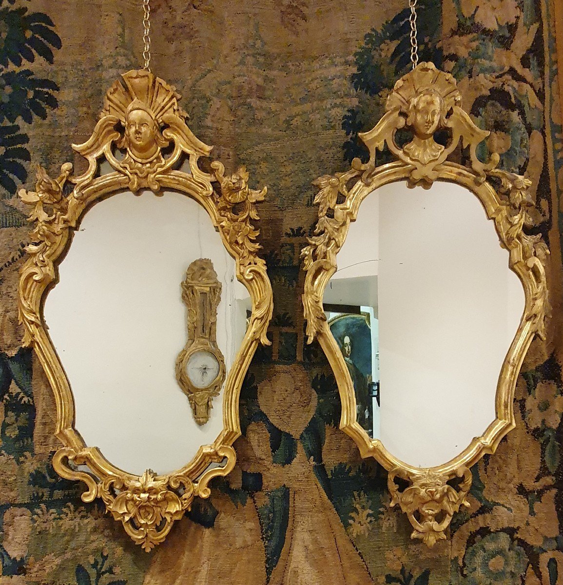 Mirror In Carved And Gilded Wood Italy End XVIII-photo-5