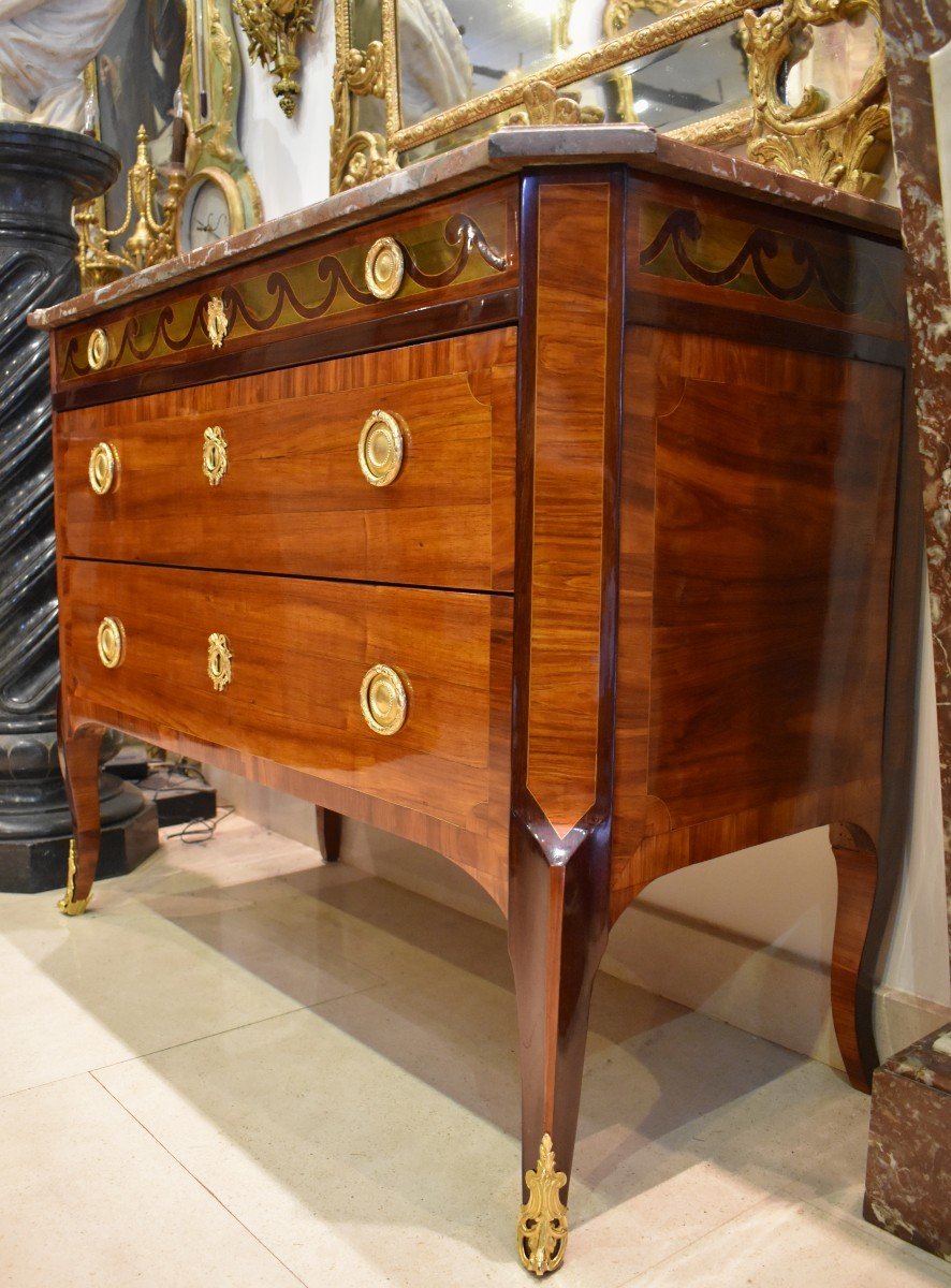 Commode In Marquetry Stamped C.topino Transition Period XVIII-photo-2