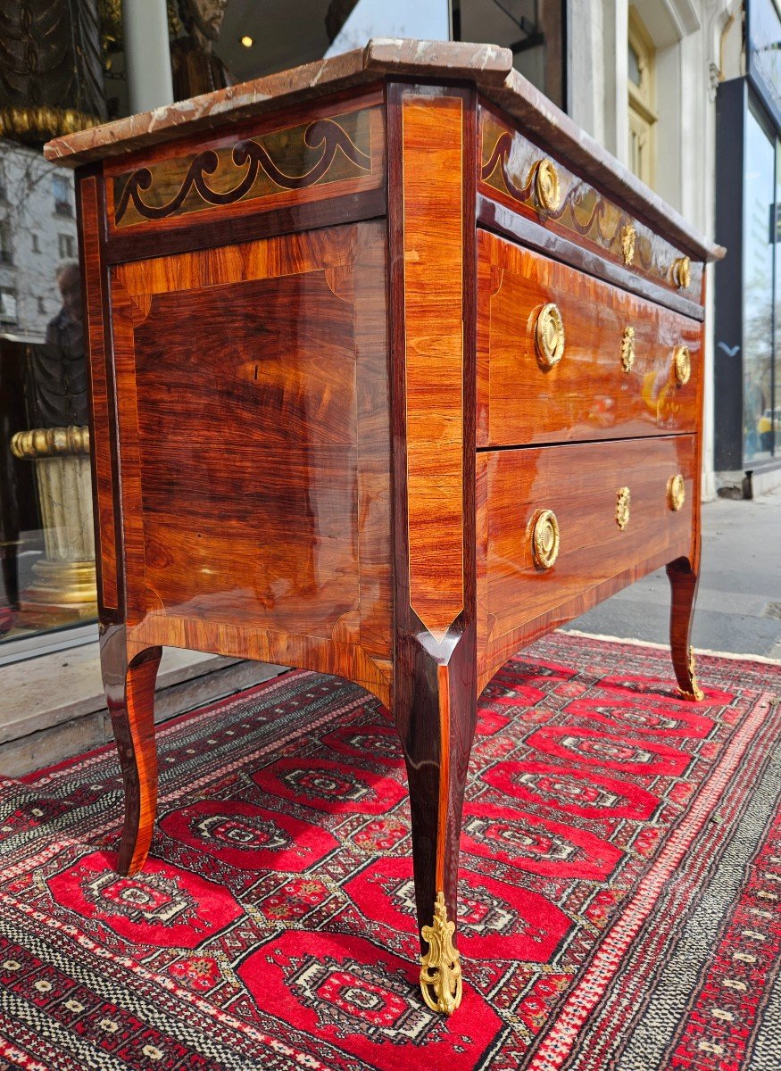 Commode In Marquetry Stamped C.topino Transition Period XVIII-photo-3