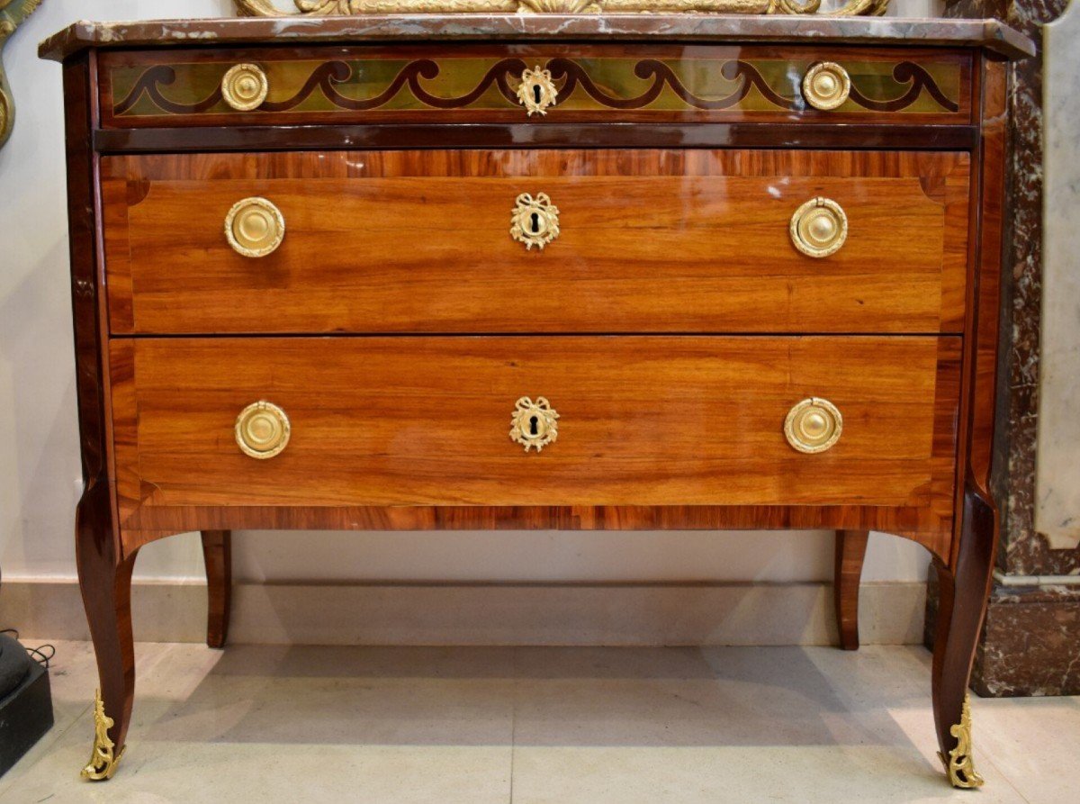 Commode In Marquetry Stamped C.topino Transition Period XVIII-photo-5