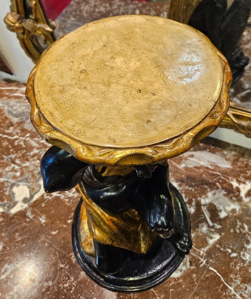 Sellette "au Nubien" En Bois Sculpté Venise XIX ème -photo-4