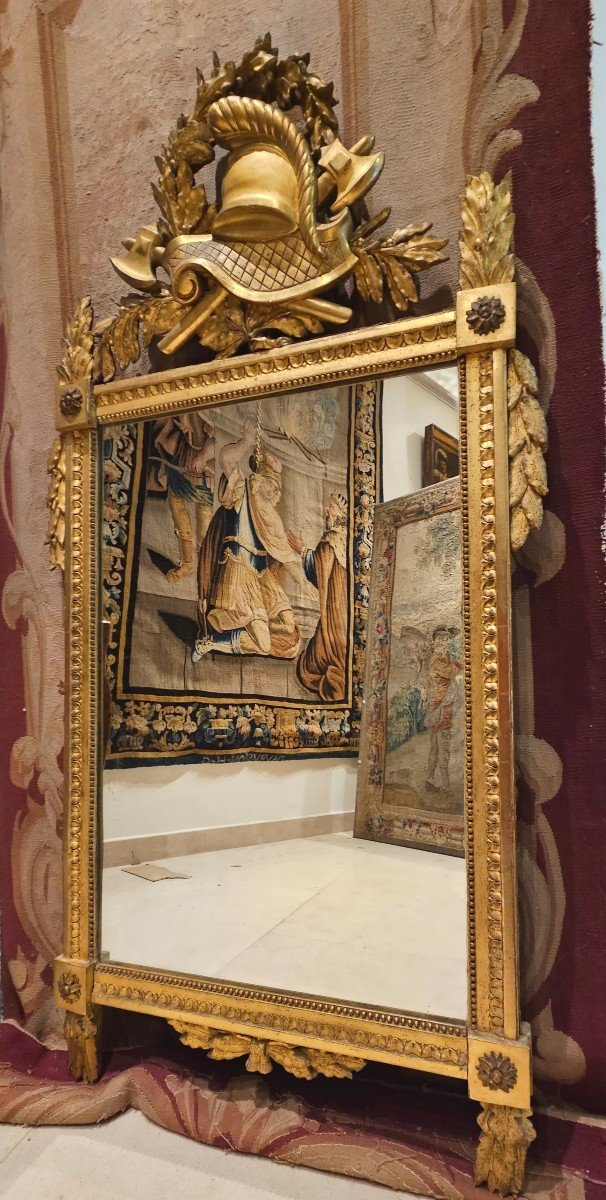 Large Mirror In Carved And Gilded Wood Louis XVI XVIIIth Period-photo-2
