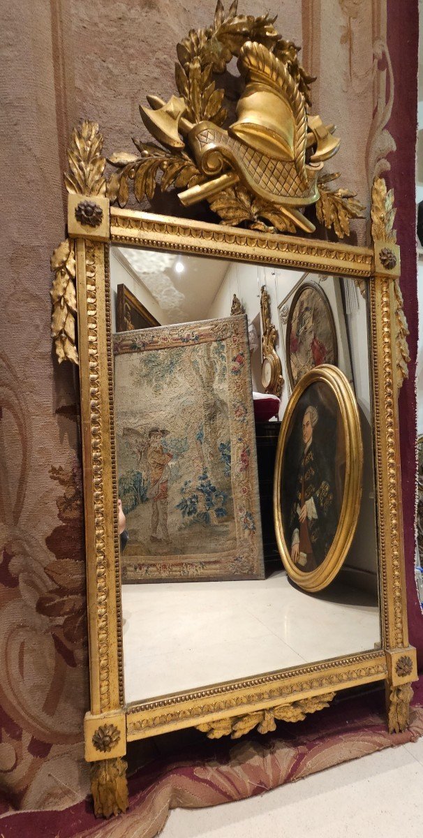 Large Mirror In Carved And Gilded Wood Louis XVI XVIIIth Period-photo-3