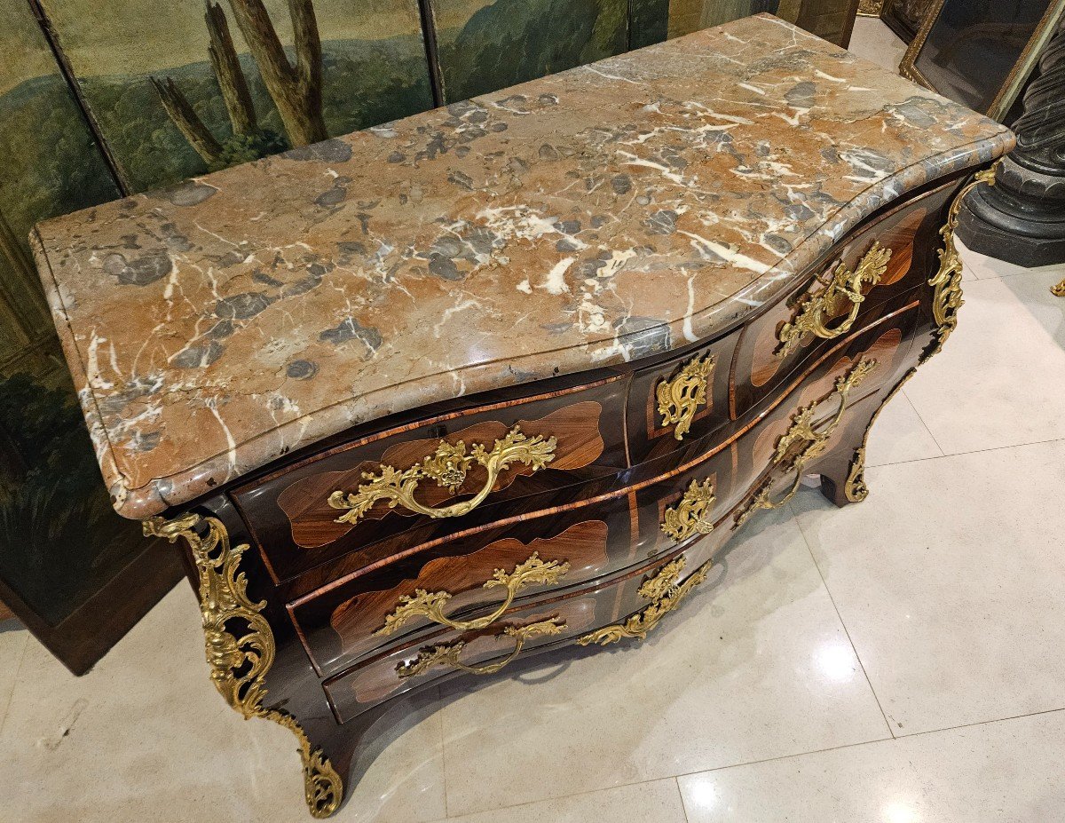 Commode Tombeau En Marqueterie Estampillée L.M.Lefevre Epoque Louis XV XVIII ème -photo-5