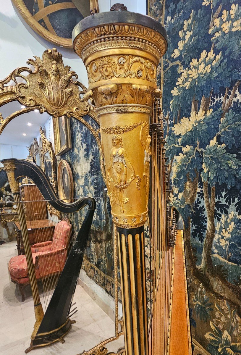Harp Signed "naderman In Paris" Around 1800 Empire Period 19th-photo-3