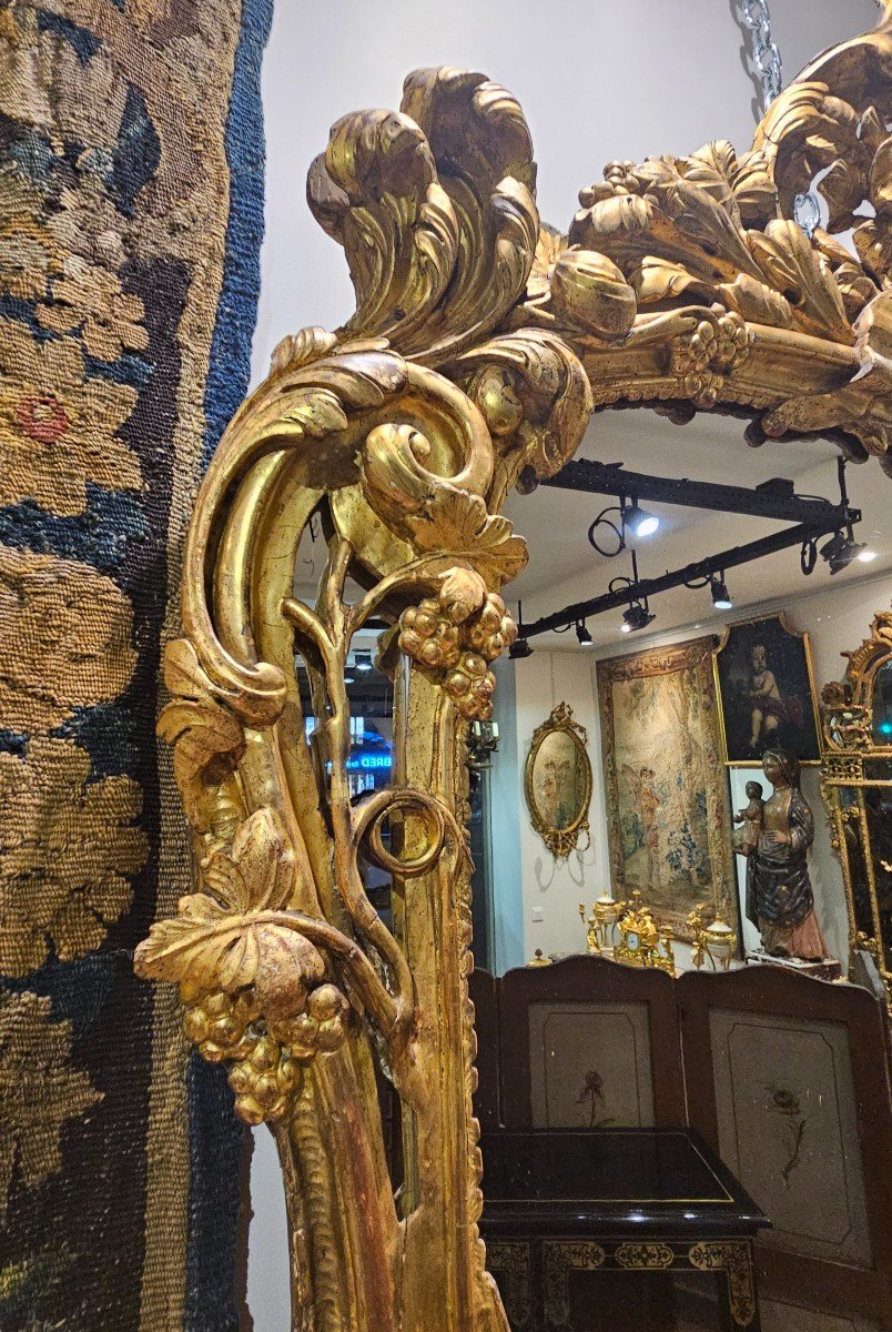 Grand Miroir Provençal En Bois Sculpté Et Doré Epoque Transition XVIII ème-photo-4