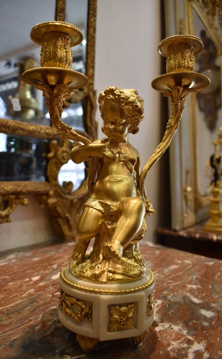 Pair Of "aux Puttis" Candelabra After Clodion Late 19th Century-photo-5