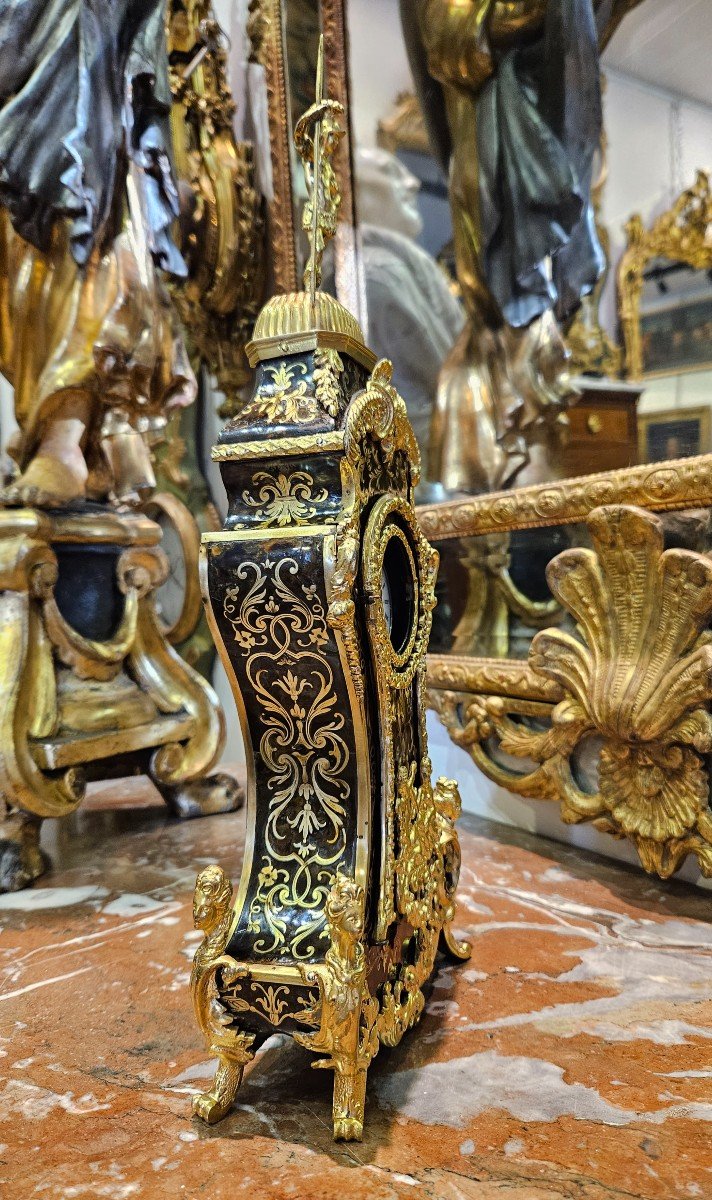 Large Watch Holder In Boulle Marquetry "bronze With Crowned C" Louis XV Period XVIII-photo-1