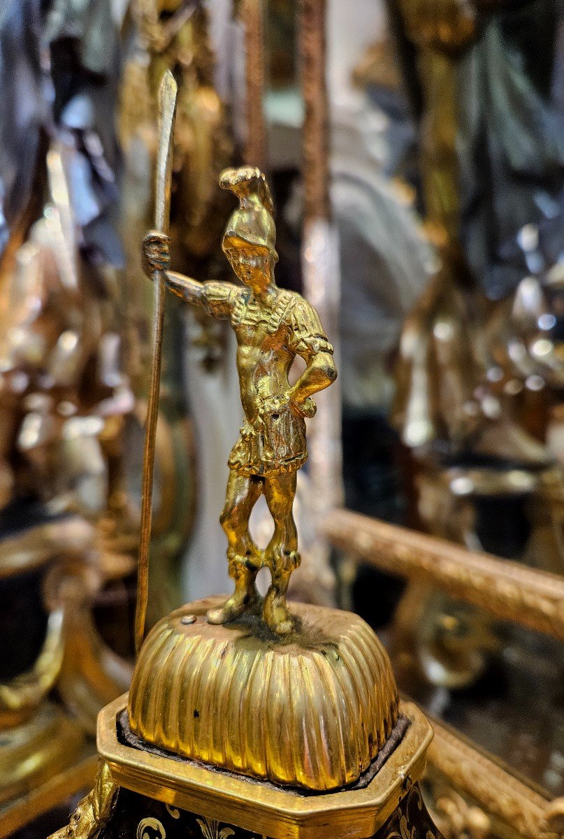 Large Watch Holder In Boulle Marquetry "bronze With Crowned C" Louis XV Period XVIII-photo-6