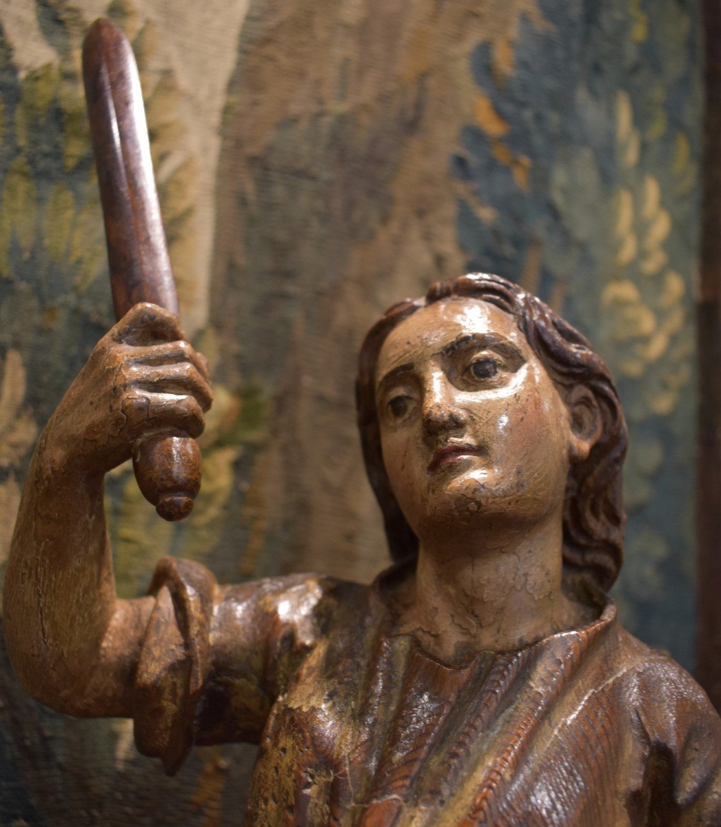 "saint Michel Archange" En Bois Sculpté XVIII ème-photo-6