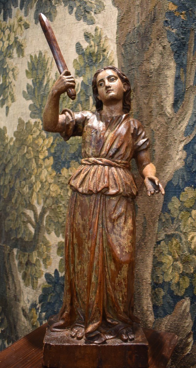"saint Michel Archange" En Bois Sculpté XVIII ème