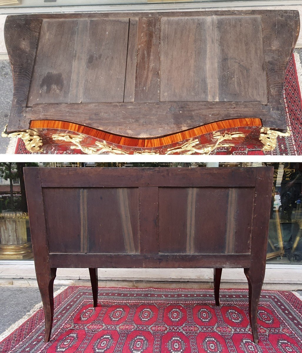 Commode En Marqueterie Estampillée A. Fleury Epoque Louis XV XVIII ème-photo-7