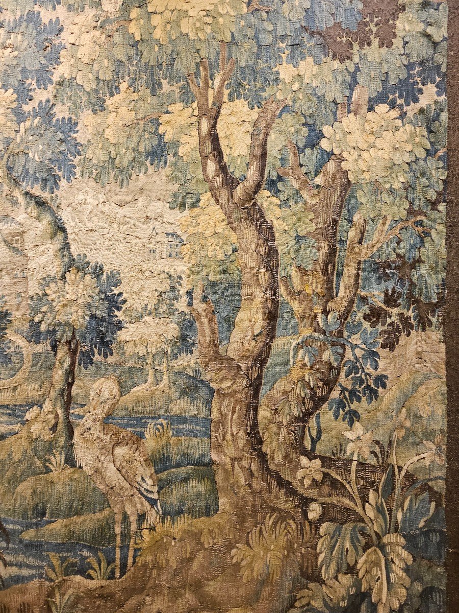 Aubusson Tapestry "greenery At The Echassier" Louis XIV XVIIth Period-photo-2