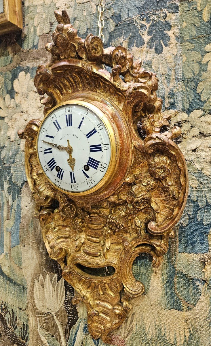 "christmas Balthazar/dated 1752" Wall Cartel In Carved And Gilded Basswood Louis XV Period-photo-2