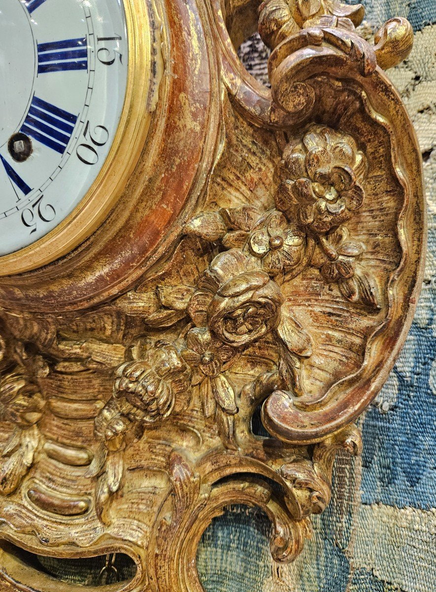 "christmas Balthazar/dated 1752" Wall Cartel In Carved And Gilded Basswood Louis XV Period-photo-2