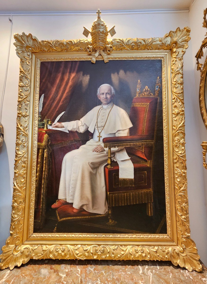 Important Portrait Du Pape Léon XIII XIX ème-photo-1