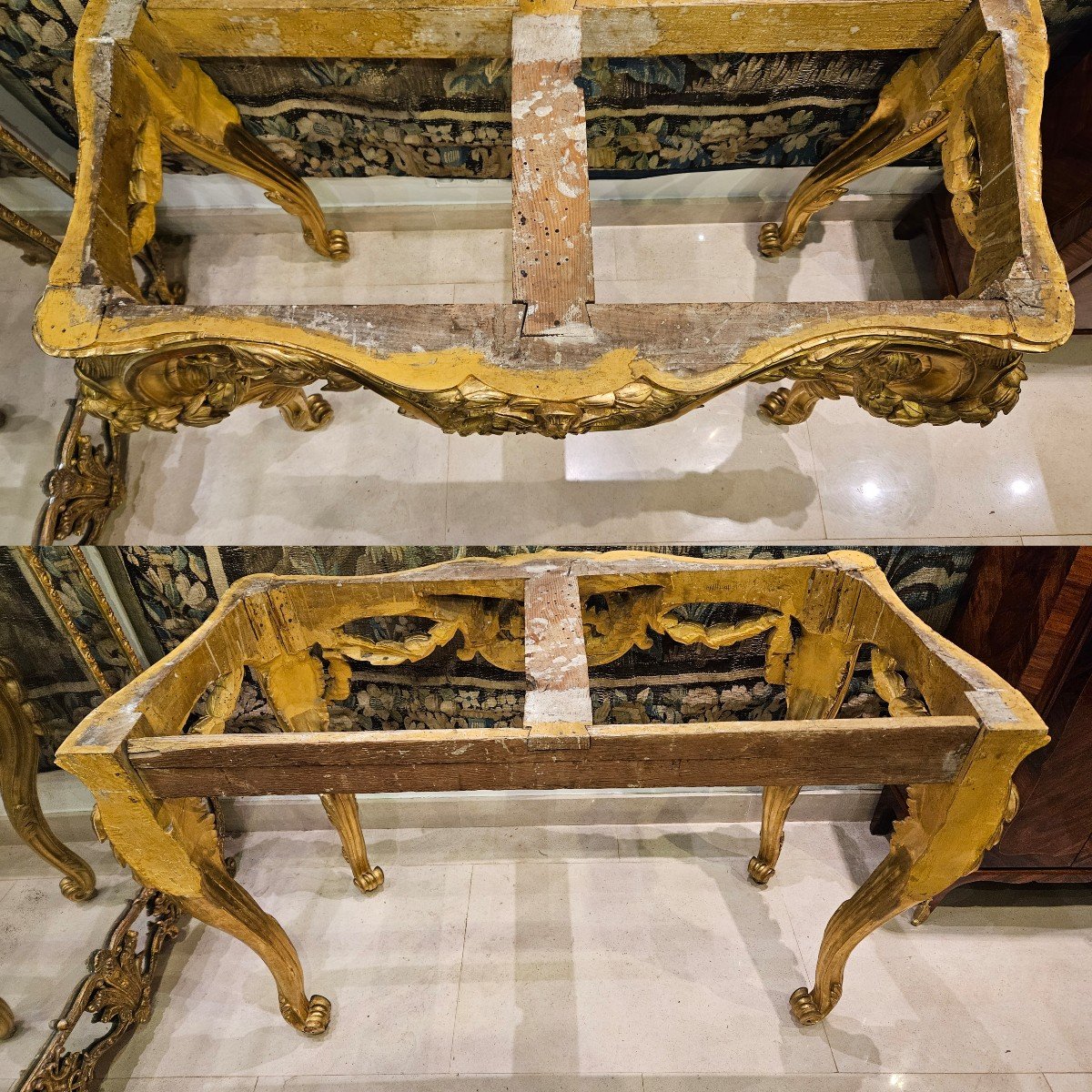 Importante Console Provençale En Bois Sculpté Et Doré Epoque Louis XV XVIII ème -photo-7