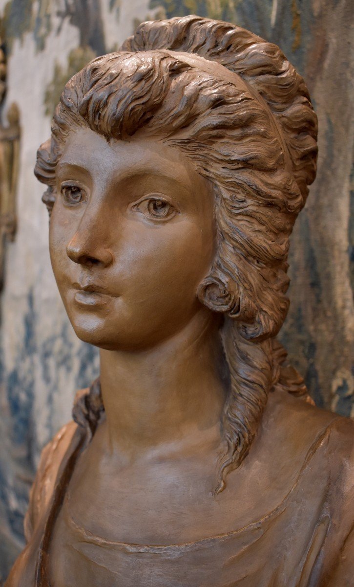 Bust Of Young Girl In Terracotta After Gois Napoleon III Period XIXth-photo-1