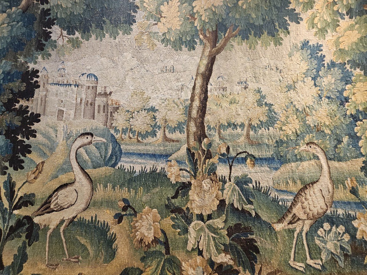 Aubusson Tapestry "greenery Aux Echassiers" Louis XIV XVIIth Period-photo-2