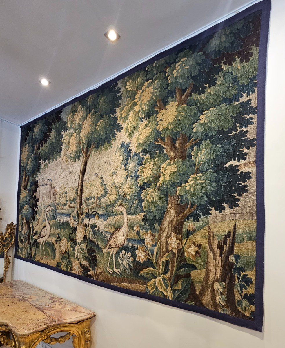 Aubusson Tapestry "greenery Aux Echassiers" Louis XIV XVIIth Period-photo-4