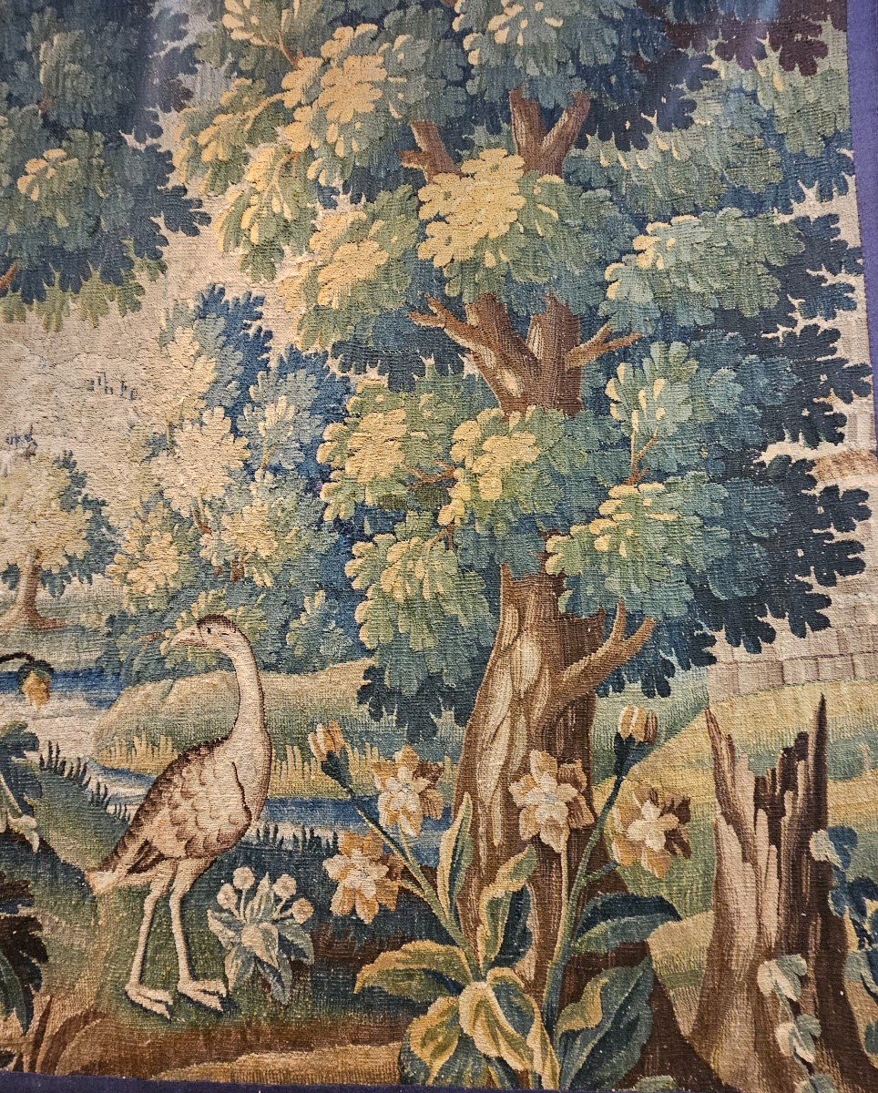 Aubusson Tapestry "greenery Aux Echassiers" Louis XIV XVIIth Period-photo-1