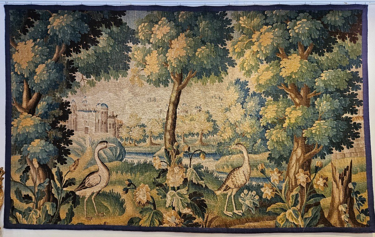 Aubusson Tapestry "greenery Aux Echassiers" Louis XIV XVIIth Period