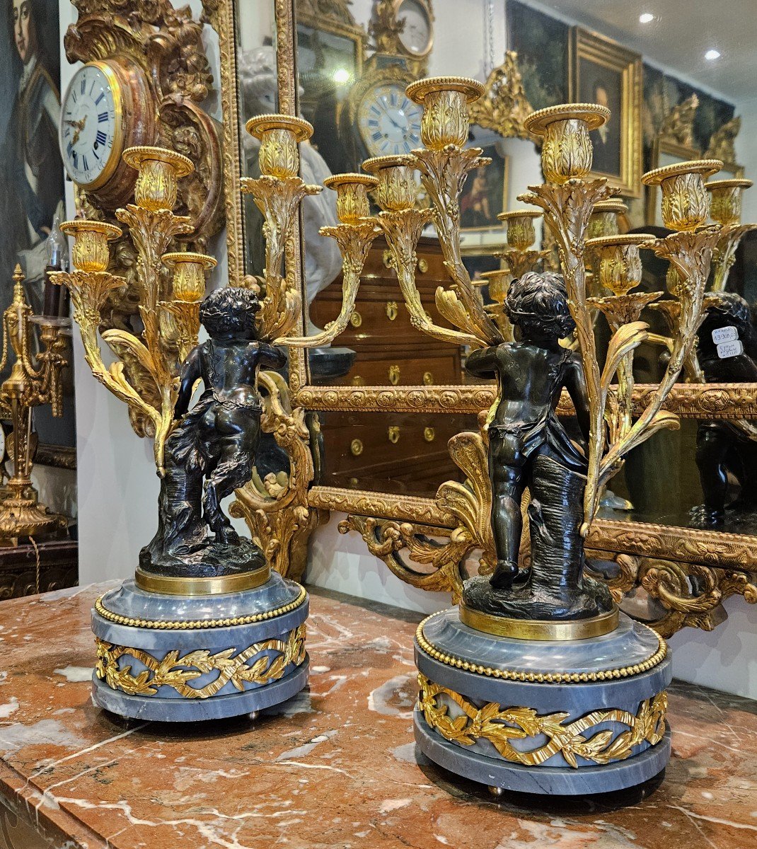 Paire d'Importants Candélabres d'Après Claudion Epoque Napoléon III XIX ème-photo-4