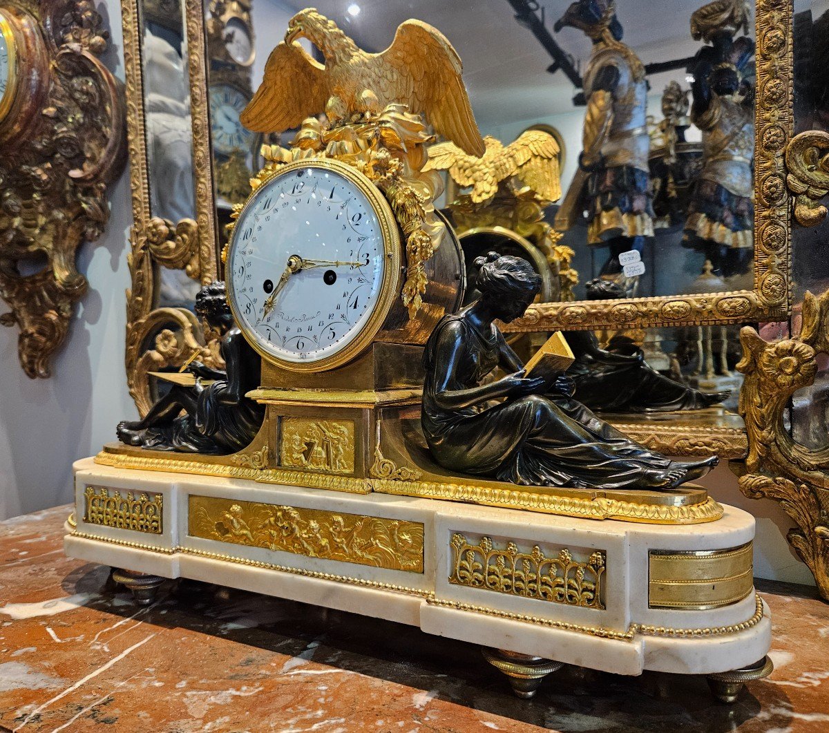Important Clock "study And Philosophy" Louis XVI XVIIIth Period -photo-2