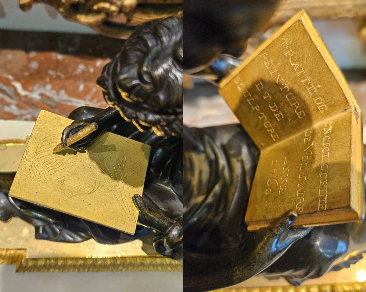 Important Clock "study And Philosophy" Louis XVI XVIIIth Period -photo-2
