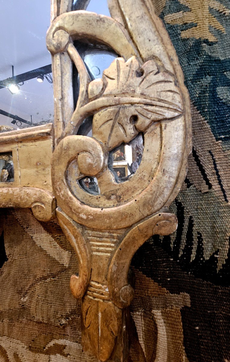Miroir De Beaucaire En Bois Sculpté Et Doré Provence XVIII ème -photo-1